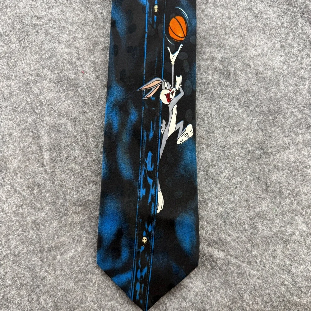 Looney Tunes Tie Mens OS‎ Blue Bugs Bunny Basketball Space Jam Vintage 90s Mania